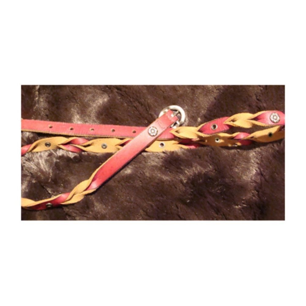 Fossil thin skinny leather belt metal flower arox size S-M Pop of Color Boho - Picture 3 of 3
